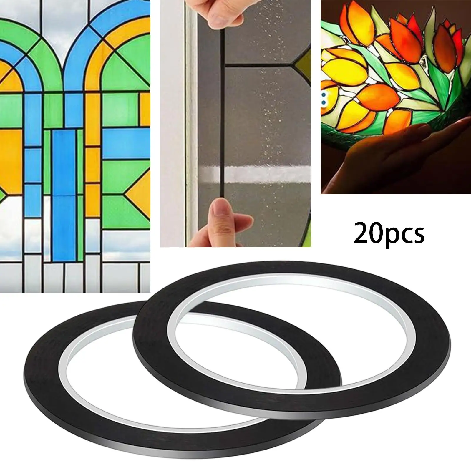 

20x Stained Glass Lead Lines 216ft Window,Gallery Art Craft Supplies Sturdy,Accessory Faux Stained Glass Decal,Leading Strips