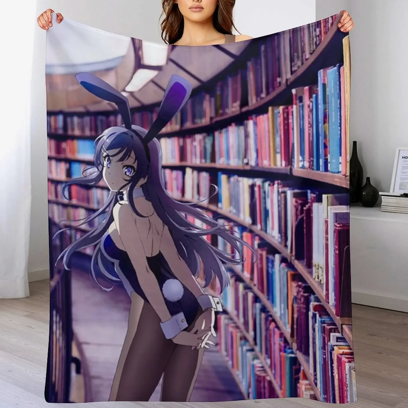 

Mai Sakurajima Throw Blanket for winter Custom Extra Large Throw manga Blankets