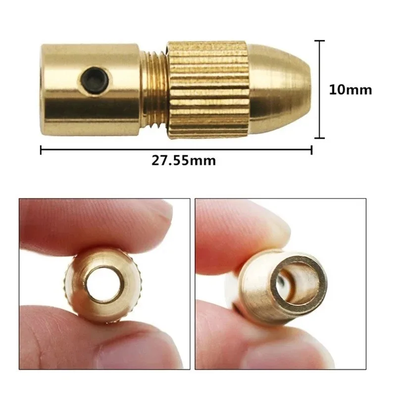 Conjunto de Mandril de Broca Mini com Pinça para Eixo de Motor Elétrico, Adaptador de Porca de Fixação para Ferramenta Rotativa, Compatível com Micro Brocas Helicoidais e Cartuchos de Latão