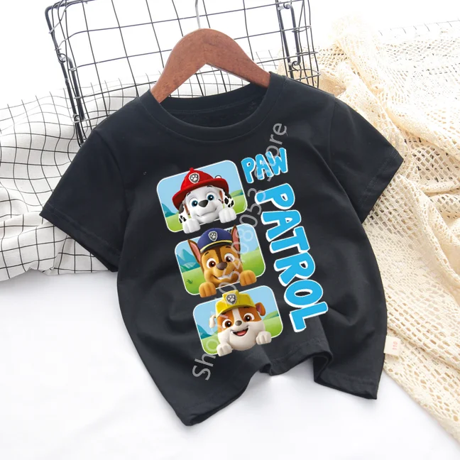 Paws Patrols Cool T-Shirt Skye Chase Summer O-neck Tops Boy Girl Number Tees Animal Baby Birthday Clothes Cartoon Casuals Tops