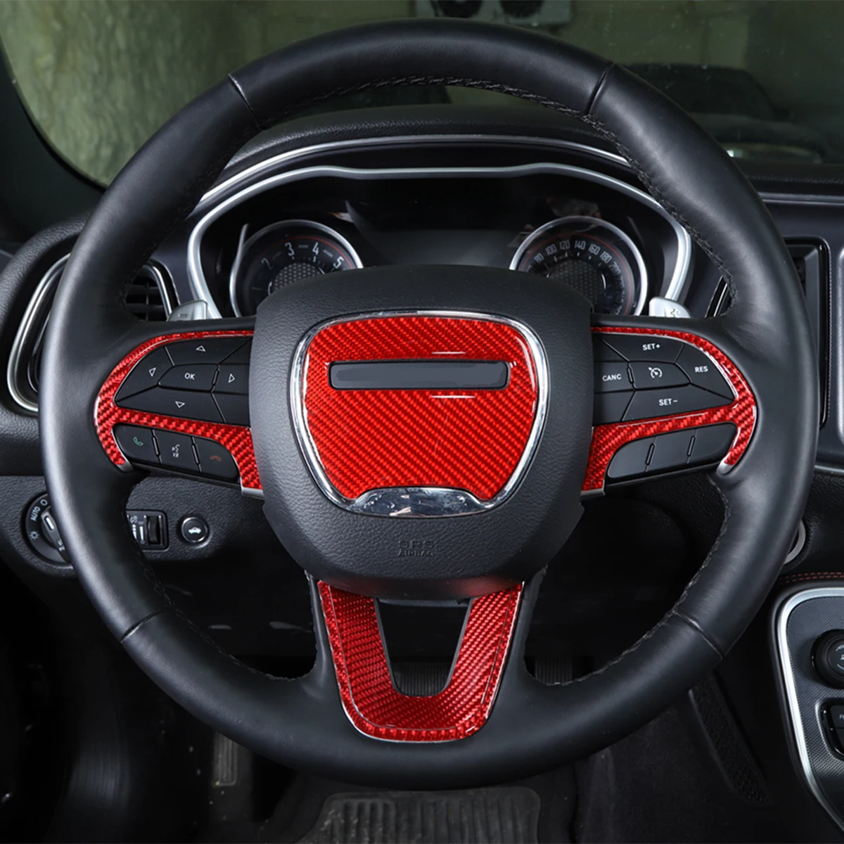 Car Steering Wheel Decoration Cover Trim Protector for Dodge Challenger 2015-2018 2019 2020 2021 2022 2023 Interior Accessories