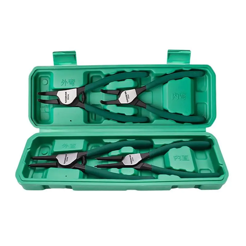 ABUL-TUOSEN 4Pcs Circlip Pliers Set 7Inch Long Nose Plier Staight Bent Plier Inner Outer Retaining Snap Ring Remover Tool