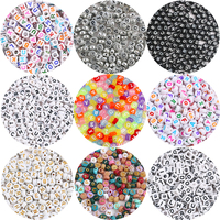 100pcs Acrylic Rounded Letter Beads Handmade Diy Bracelet Necklace Keychain Loose Beads Jewellery Accessories Materials
