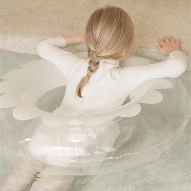 Ins Transparent Flower Swimming Circle Adult Children Underarm Circle PVC Inflatable Simple Swimming