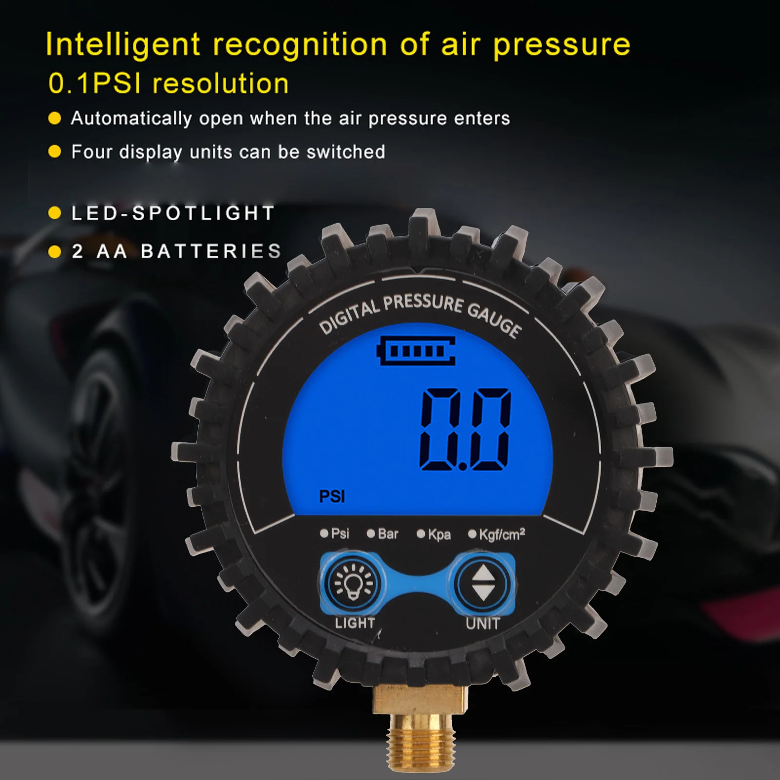 Inflation Monitoring Gauge 3‑200PSI High Accuracy M11x1 Thread Digital Tire Inflator Gauge Lightweight High Precision for RVs