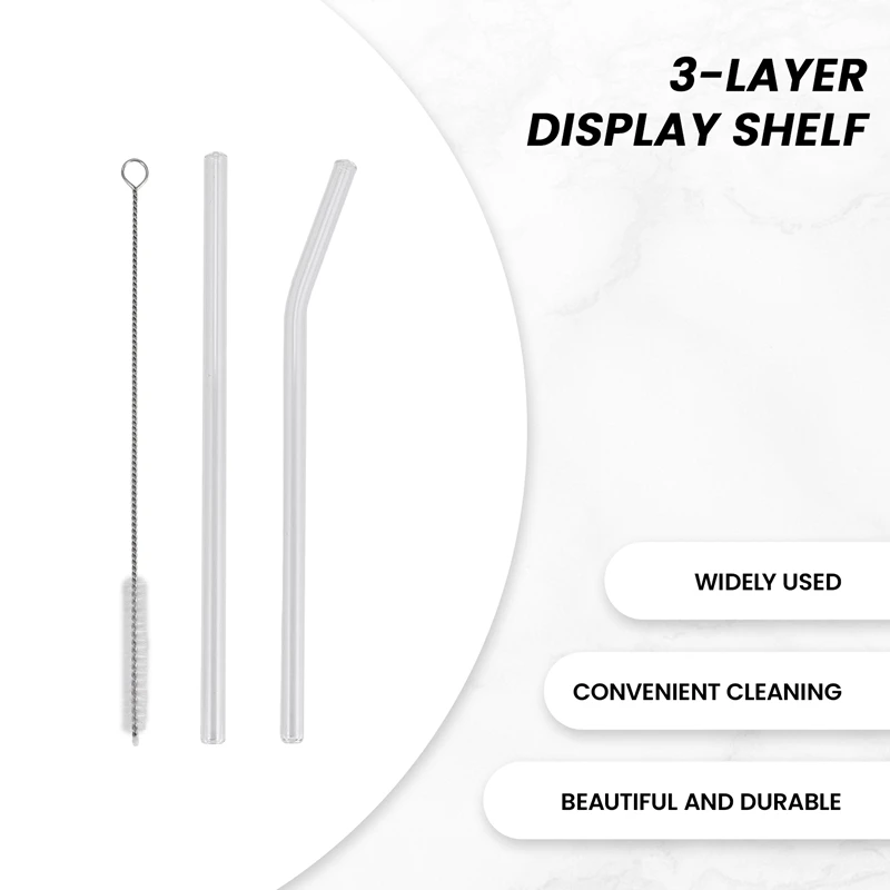 12PCS Reusable Clear Glass Straws Shatter Glass Drinking Straw 6 Straight and 6 Bent with 4 Cleaning Brushes-A23R