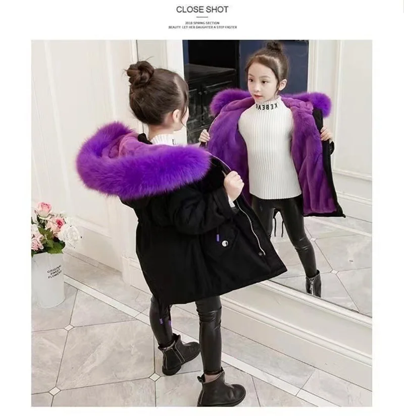 Baby Girl Coats Children Warm Thicken Jackets Teens Plus Velvet Outerwear Winter 2023 Kids Hooded Zipper Windproof Overcoat