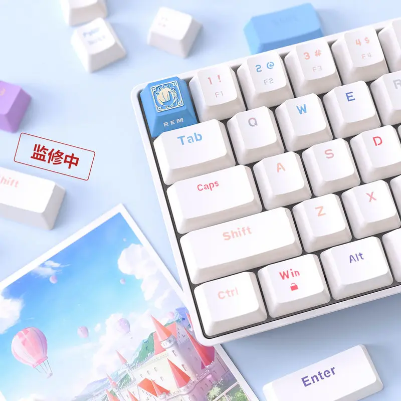 Emilia Rem Metal Keycaps 1pcs Re: Life In A Different World From Zero Anime Key Cap Customized Mechanical Keyboard Keycaps Gifts