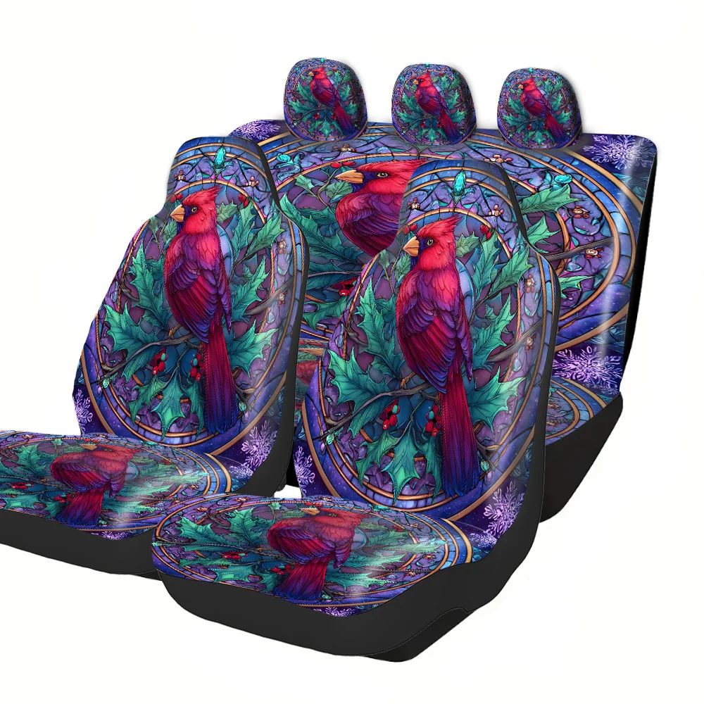 2-5 Seat Set Car Seat Covers Premium Fit Elegant Bird Print With Glass Window Protection For Truck SUV Off-road Sedan Perfect H
