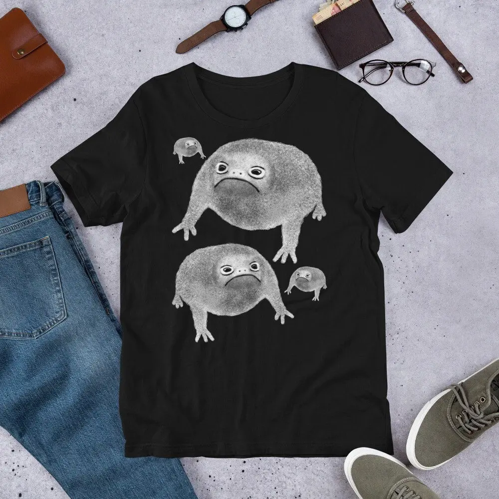 STRAIGHT CUT T-SHIRT Weird Frog Goblincore Cottagecore Birthday Gifts Funny Shirts Grumpy Frown Cape Rain Frog Weird
