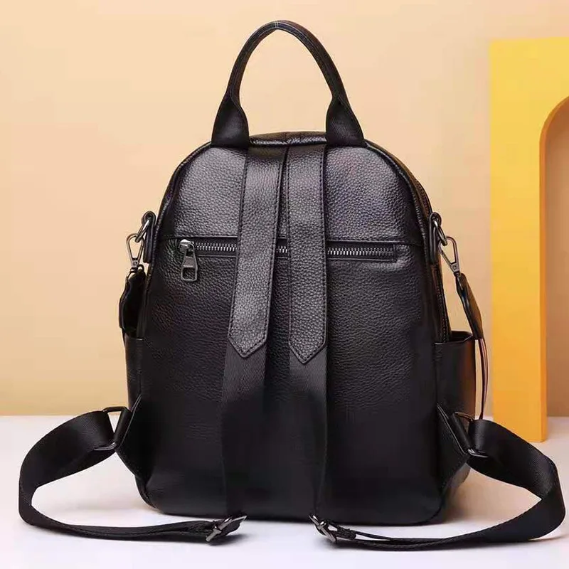 New Fashion Luxury Brand Cow Genuine Leather Women Backpacks Female Ladies Girl Student Korean Casual Designer Backpack