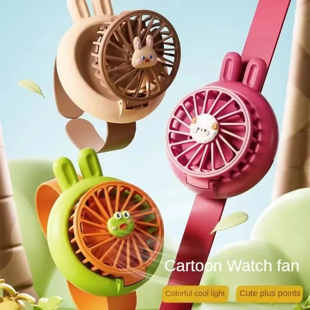 New Handheld Lightweight Children's Mini Fan USB Charging Cute Cartoon Watch Fan Outdoor Portable Small Fan Easy To Carry