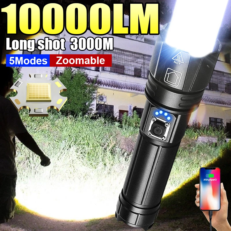 XHP360 High Power Led Flashlight USB Rechargeable LED Torch Tactical Searchlight Lighting 3000M Hand Lamp Ultra Powerful Lantern