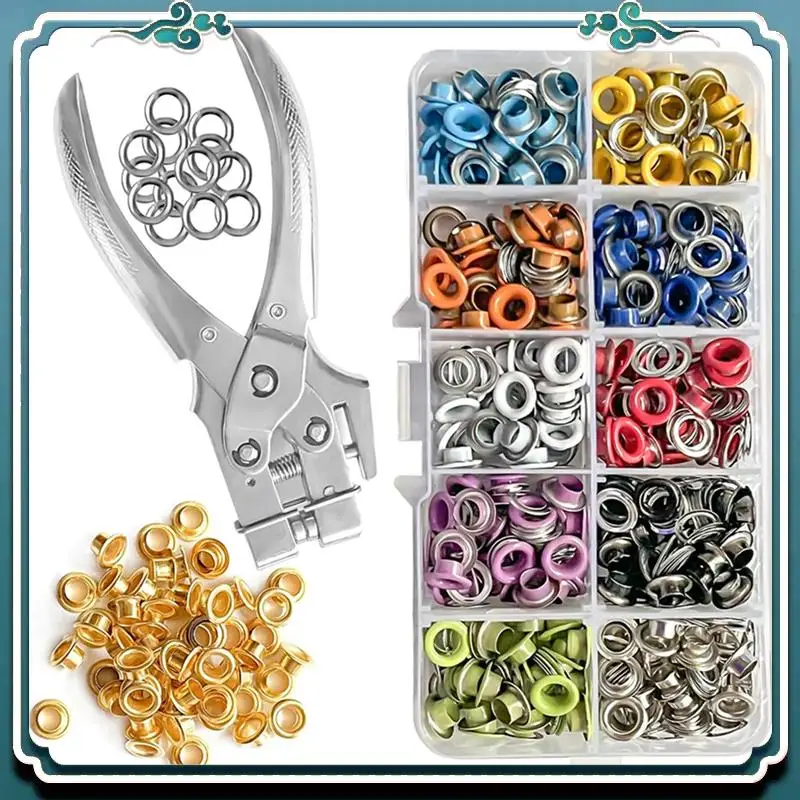 

A67K-металлические втулки 3/16 дюймов, 300 шт., с дыроколами, плоскогубцы для ткани, кожи, ремней, холста