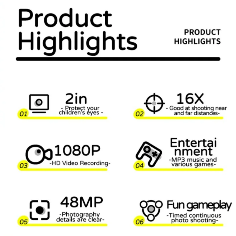 Câmera Instantânea HD para Crianças com Impressora, Timer, Fotos e Vídeos, Presente para Estudantes, Gravador de Vídeo Portátil