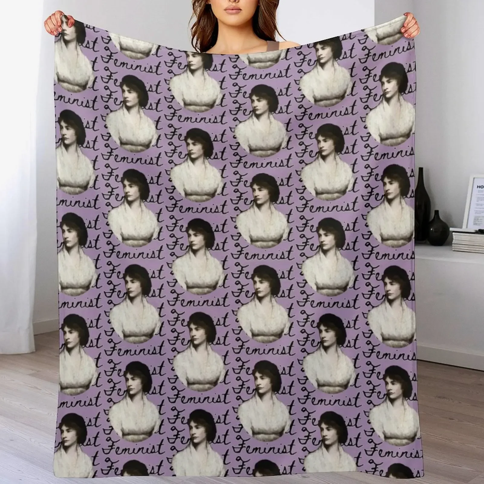 

Mary Wollstonecraft Feminist Painting Throw Blanket Luxurious Soft Fuzzy Blanket for Sofa Bed
