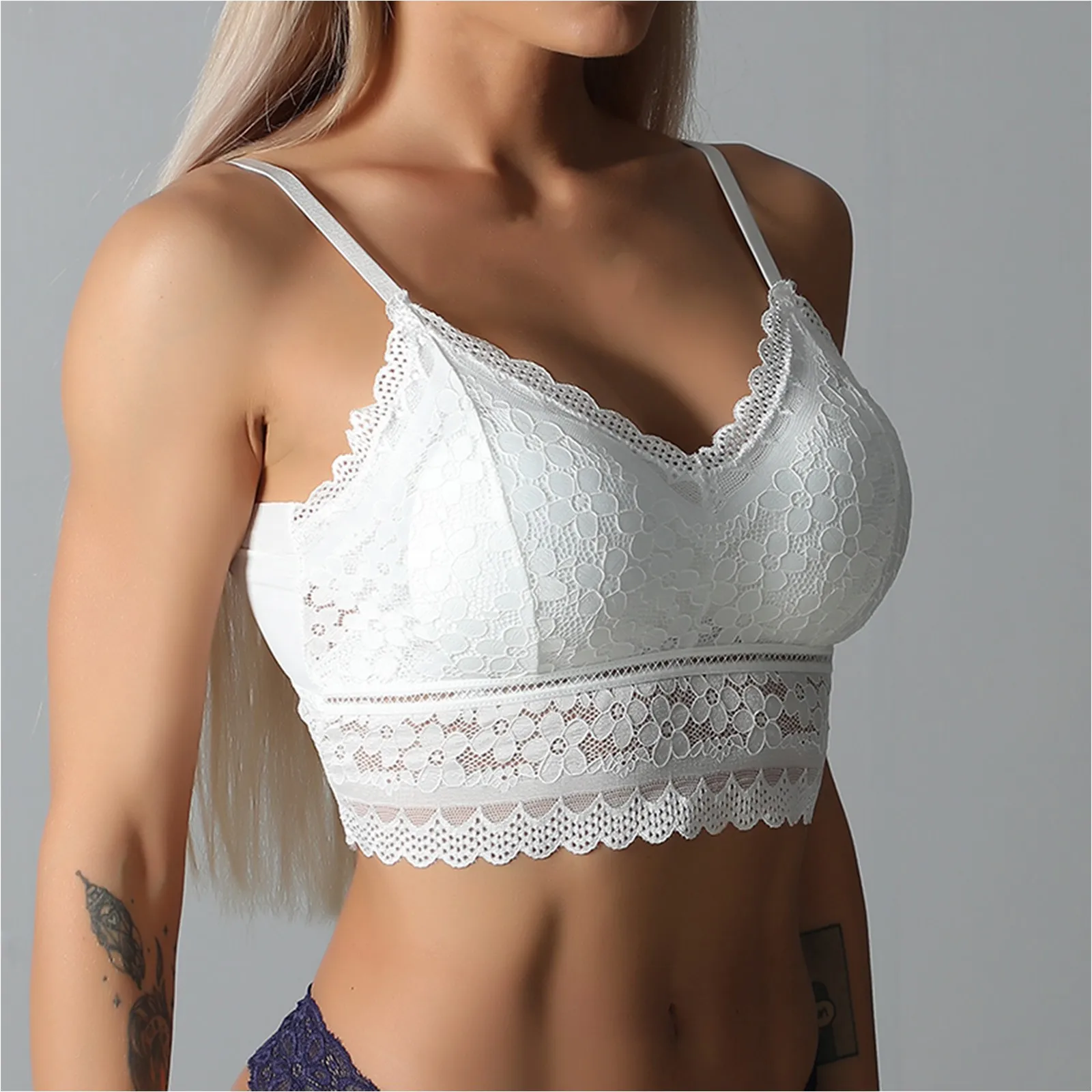 Women Lace Bras Top Comfortable Bralette Solid Color Beauty Back Underwear Sexy Vest Female Add pad Wireless Bra Lingerie