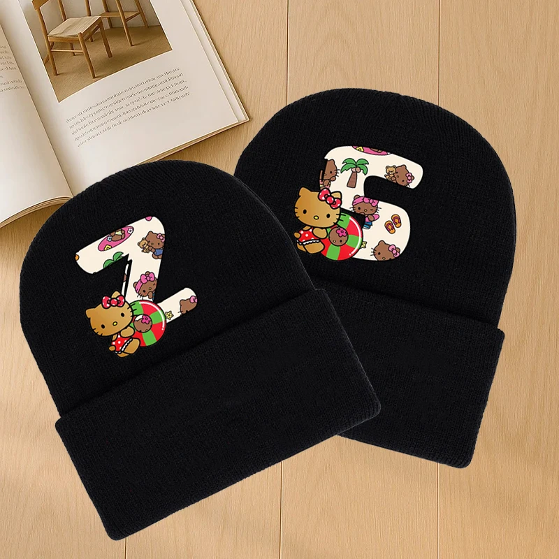 

Anime Hawaii Kt A-Z Letter Cartoon Winter New Beanie Hat Kawaii Women Men Cute Knitted Hat Street Style Hip Hop Sport Cap Gifts