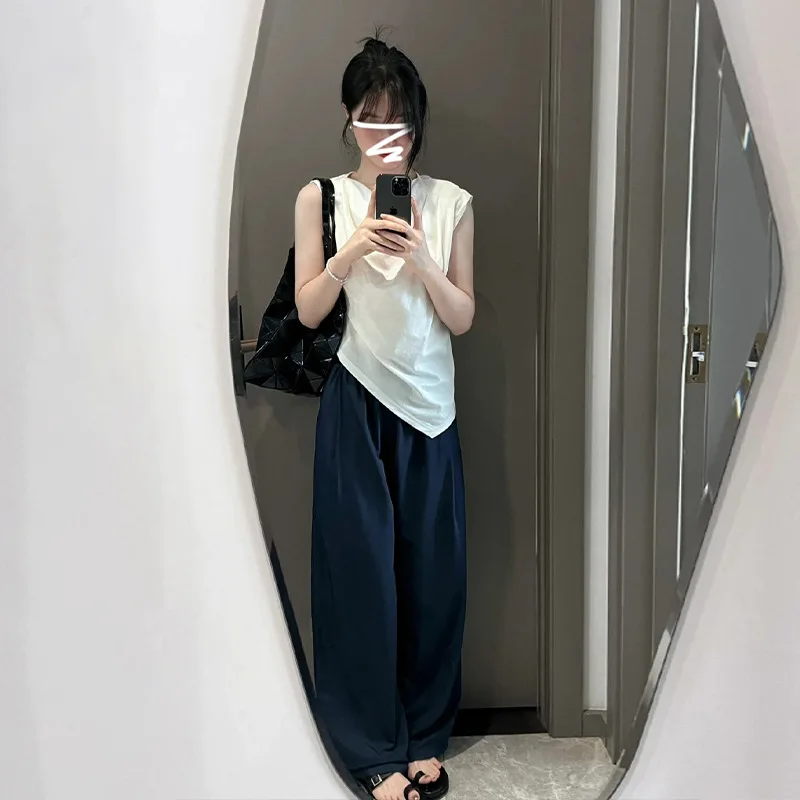 T-shirt sans manches au Design irrégulier pour femmes, haut ajusté Unique d'été