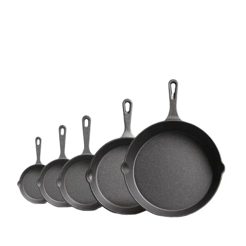 Cast Iron Pan Uncoated Small Frying Egg Pan Household Old-fashioned Iron Pot Kitchenware Set Oil Splashing Pan