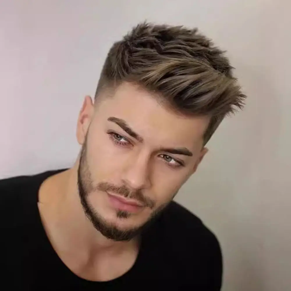 

Chic Brown Short Spiky Wig, Ideal Within Wigs for Men's Fashion Statements & Modern Looks