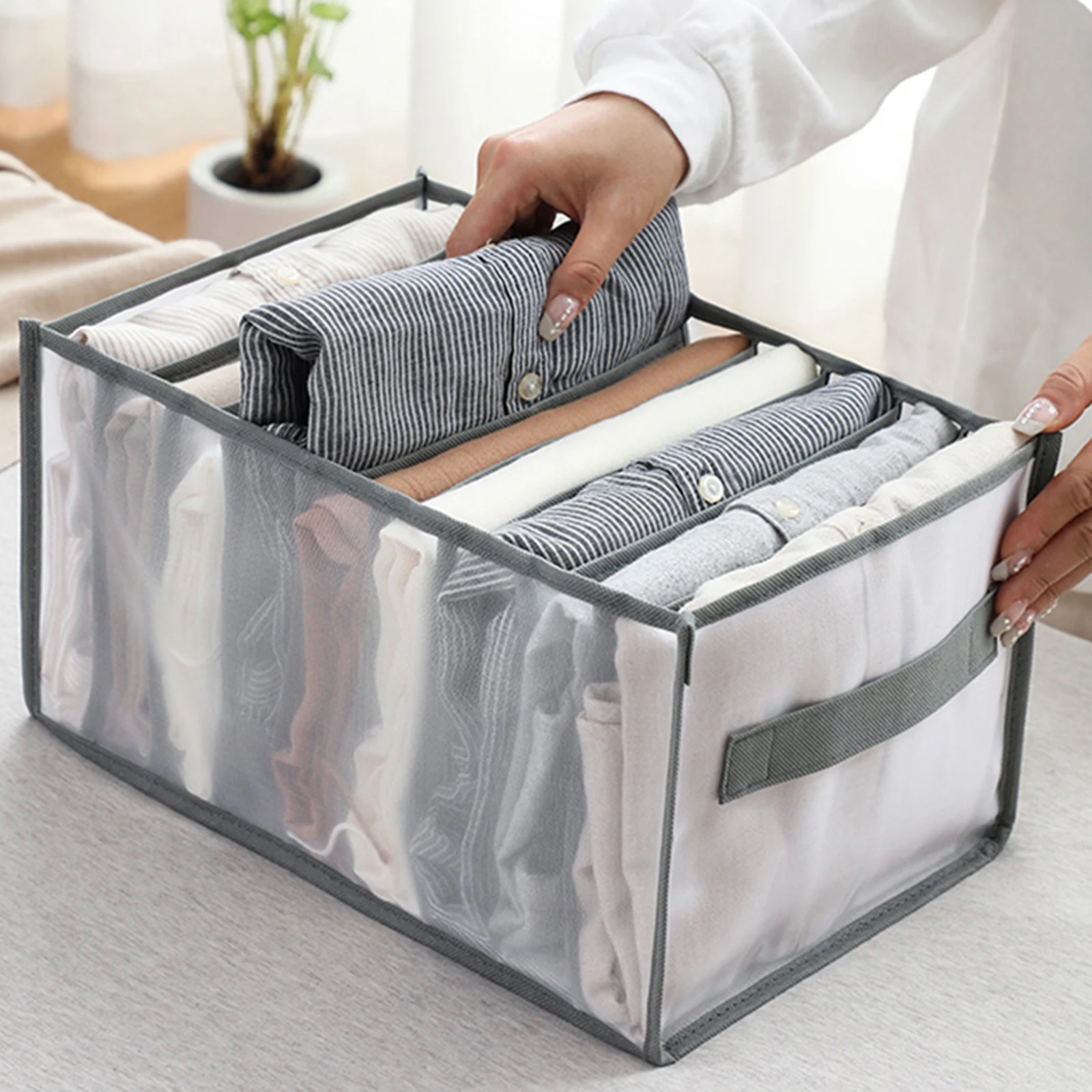 Pullover Kleidung Lagerung Boxen Student Schlafsaal Kleiderschrank Schublade Organizer T-shirt Hosen Kleidung Trennung Box 9 Grid – Detail 1