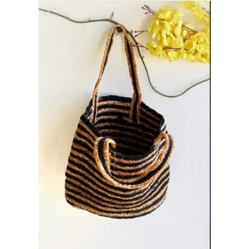 Bags Hand Braided 100% Jute Handbag Shoulder Beach Bag Casual fashion Tote Bag