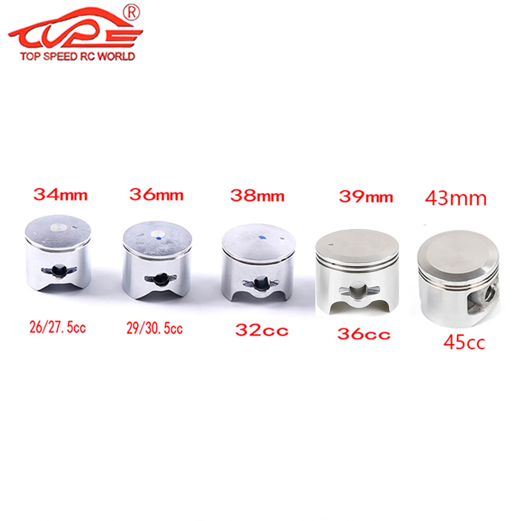 34mm 36mm 38mm 39mm 43mm Set pistone per 26cc 29cc 30.5cc 32cc 36cc 45cc motore a benzina per 1/5 HPI Baja LOSI Fg Mcd Gopad