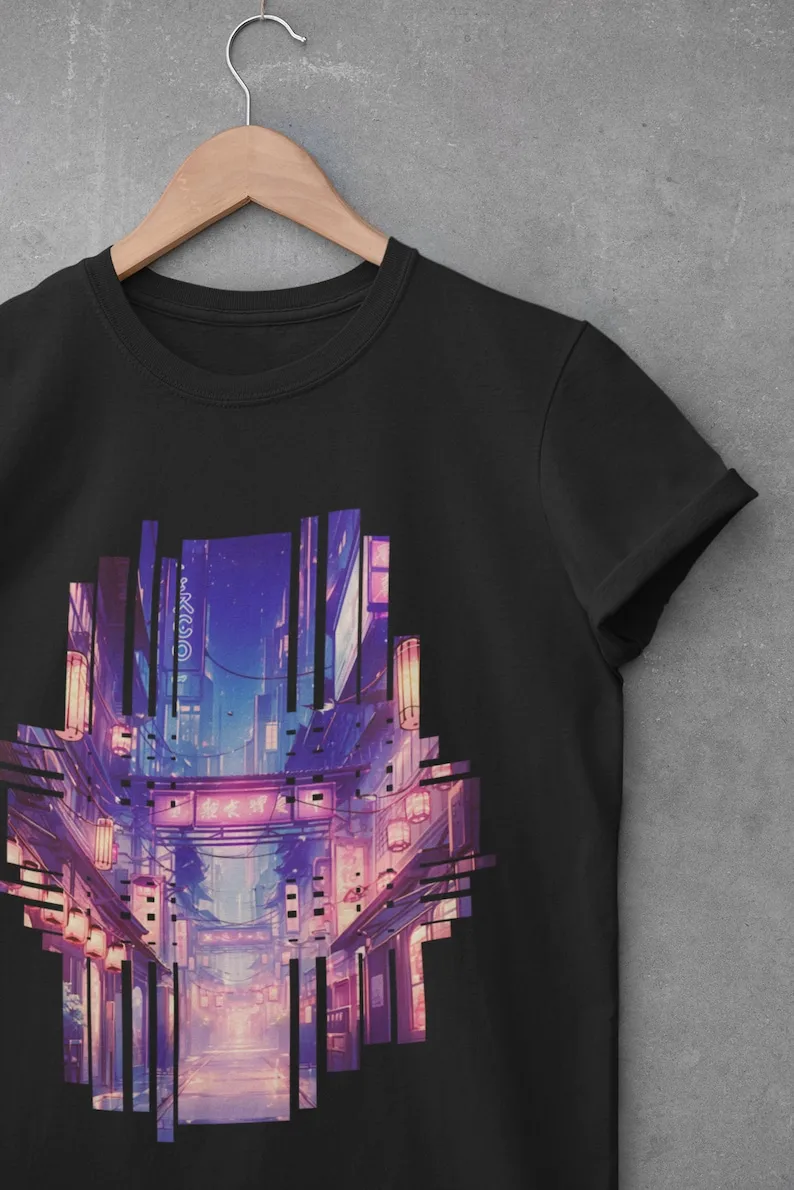 Synthwave Japan Street Tshirt, Vaporwave Aesthetic shirt, Edgy Clothes, Retrowave Clothing, Anime Kleidung, Japan Streetwear, J-