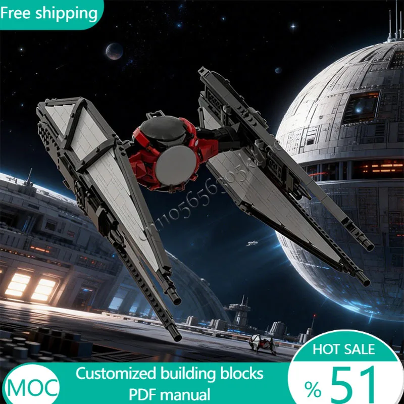 

816 шт., фильм «Звездная битва», MOC, завязанный шепот, перехватчик, модель космического истребителя, креативные идеи, детская игрушка, сборка, головоломка, подарок на день рождения