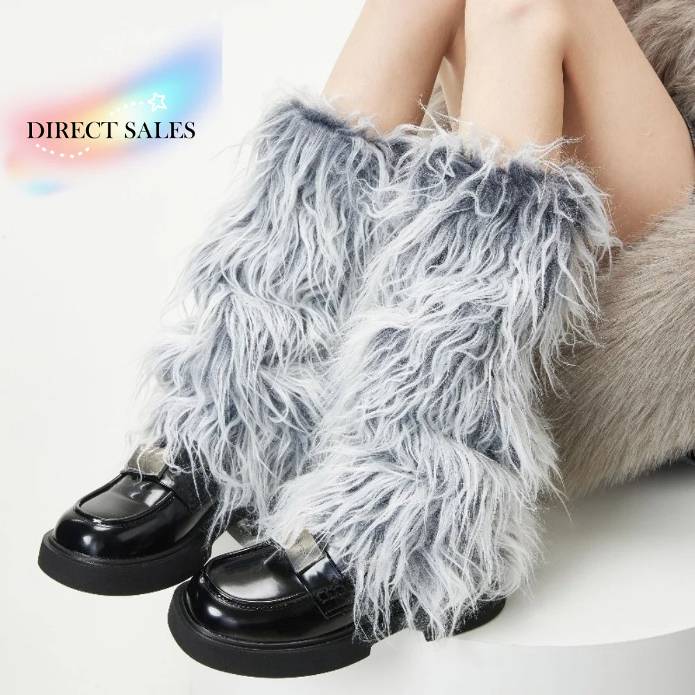 

Винтажные гетры из искусственного меха в стиле Y2K, милые пушистые гетры, зимние накладки на ноги в стиле Харадзюку Панк, аксессуары для школьной формы (JK)