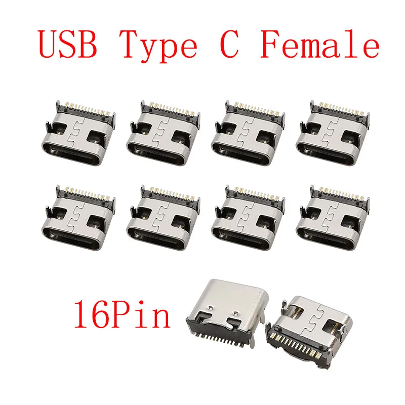 10Pcs USB Typ C 2/6/16/24 Pin Stecker Weibliche Jack Lade Port SMD SMT PCB Solder DIY Reparatur USB-C Typ-C Buchse Anschlüsse