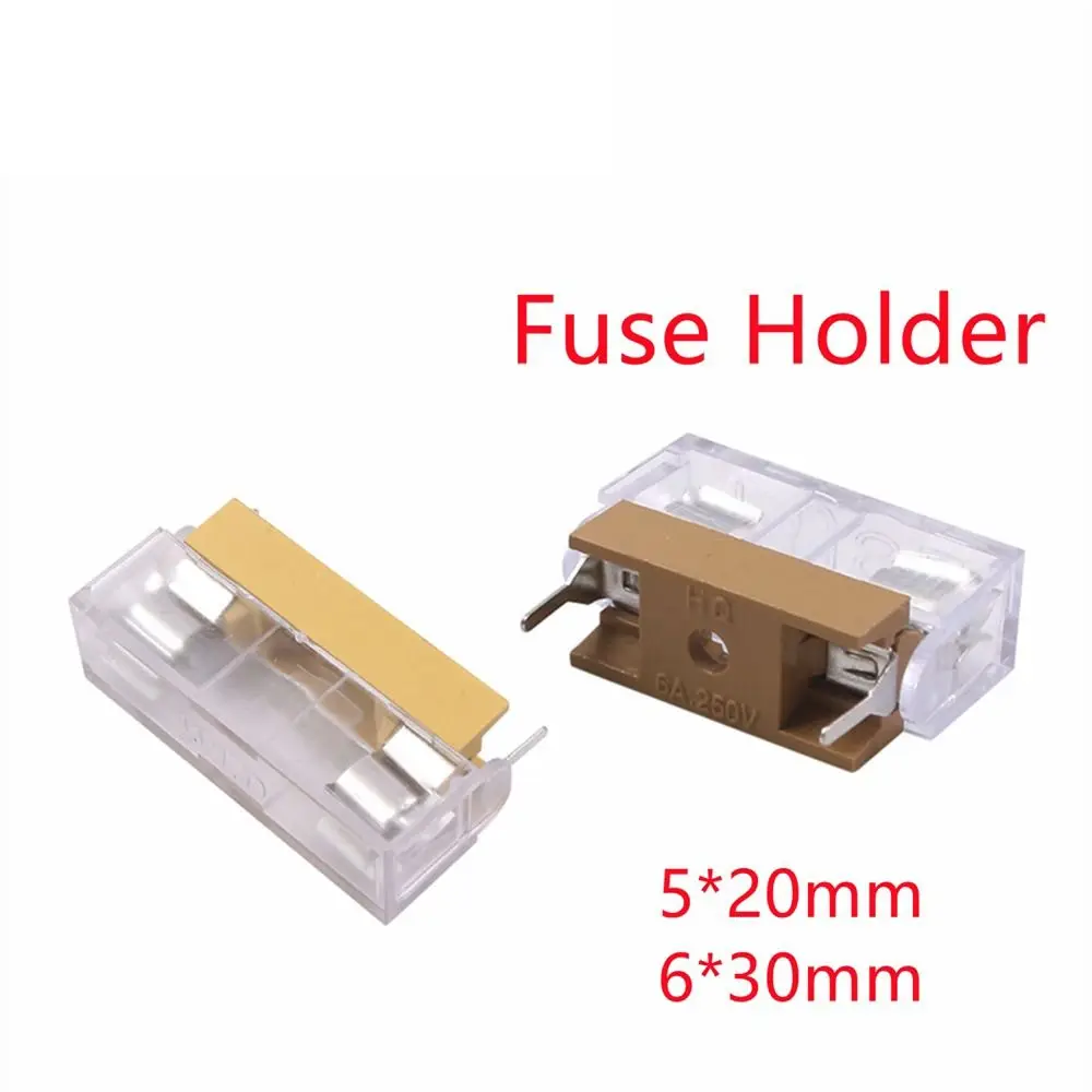 10Pcs/Set 5x20mm 6x30mm Glass Fuse Holder AC250V Copper Transparent Fuse Holder High Breaking Capacity 6A 10A Fuse Base