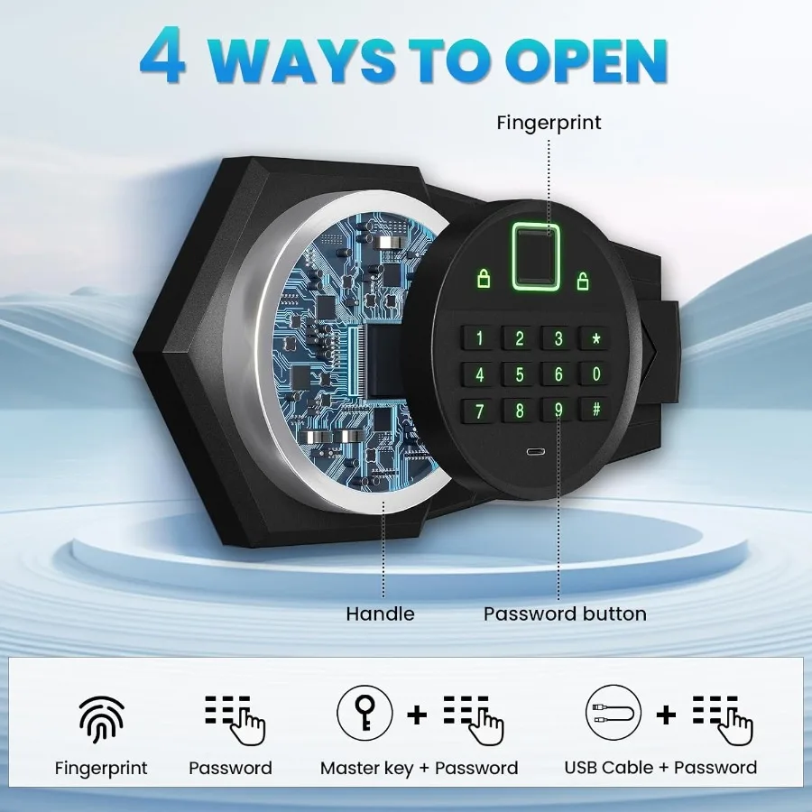 SAFE6.5 Cu ft Large Safe Box Fireproof Waterproof with LED Light for Home Documents and Valuables Fingerprint Password Personal