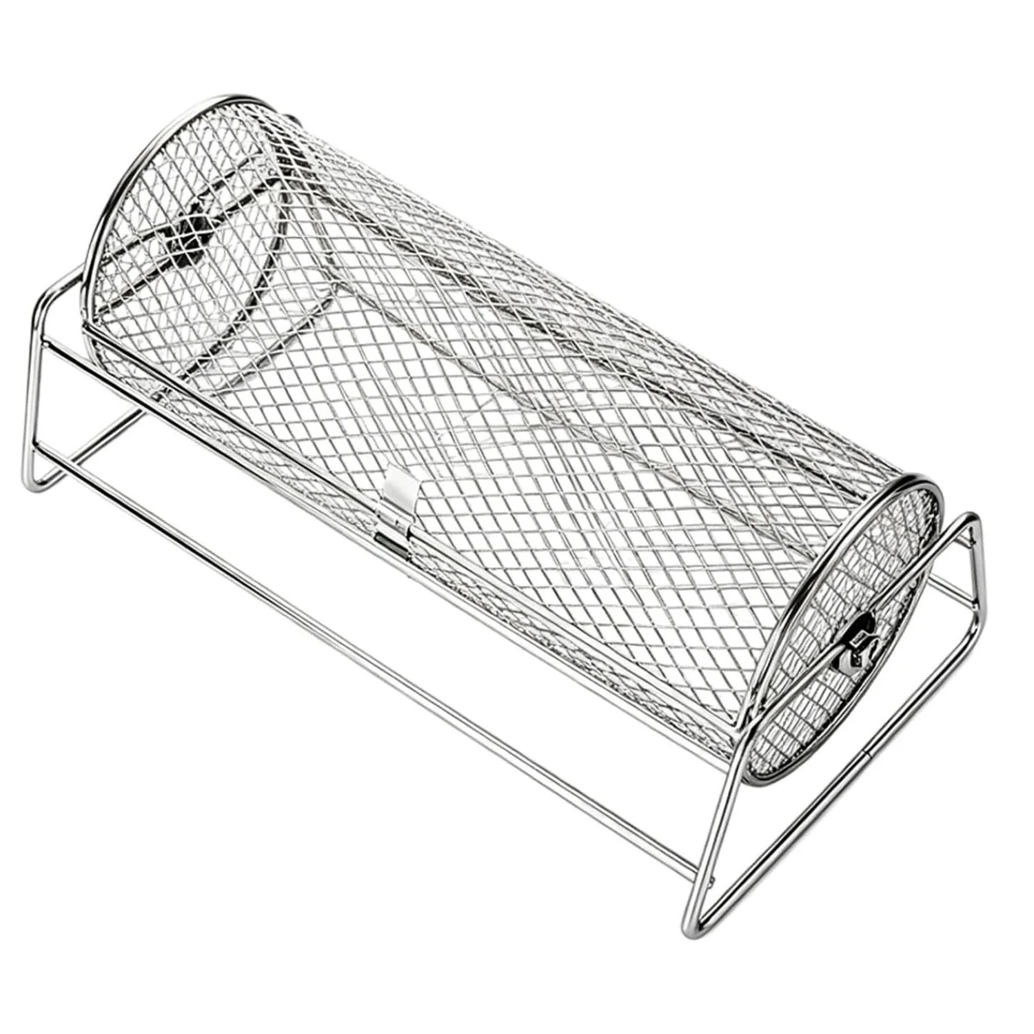 Stainless Steel Rolling BBQ Grill Basket for Outdoor Rotisserie Mesh Cage Roaster Barbecue Grill Accessories Portable BBQ Tools