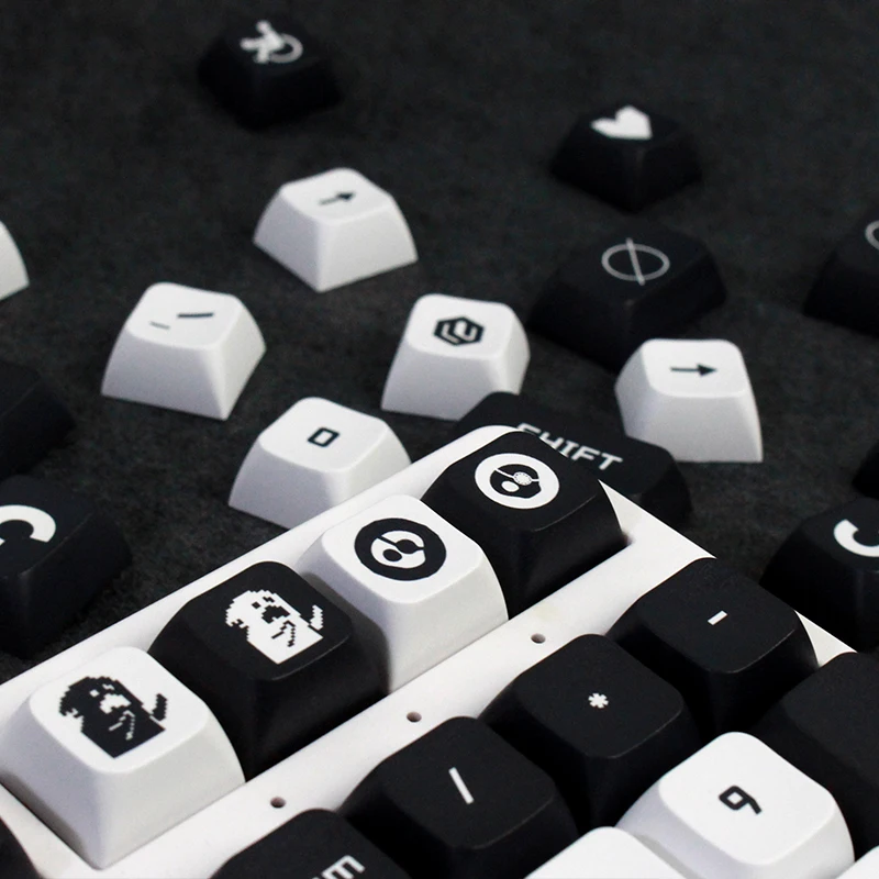 132 Key PBT SYE-SUB Profile PrintStream Custom XDA Keycap for MX Switche Gaming Mechanical Keyboard Black White PBT Key Caps