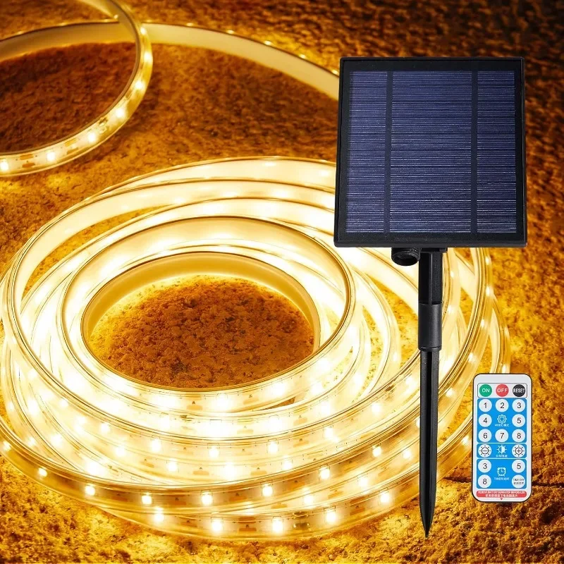 Solar LED Light Strip, 600 LED 32.8ft Solar Light String, 8 Lighting Modes Automatic On/Off Lights for Outdoor Lighting