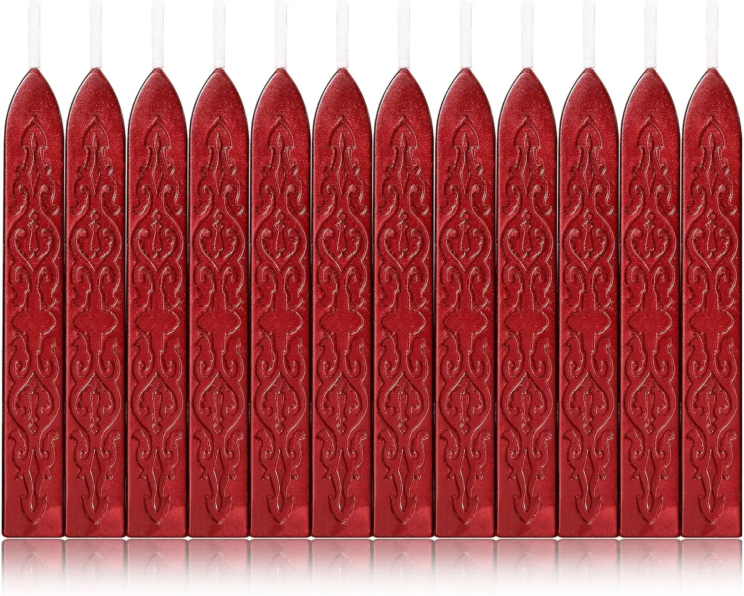 12 Pcs Sealing Wax Sticks with Wicks, Antique Wine Red/Gold Wax Seal Sticks for Wax Seal Stamp, Wedding Invitations, Christmas