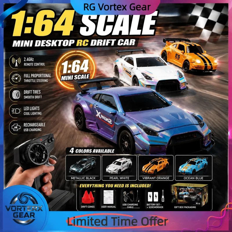【In Stock】Hot1: 64 Mini Remote Control Car 2.4g Full Scale High Speed Drift Car 4wd Entry Level Racing Car Light Desktop Toy Car