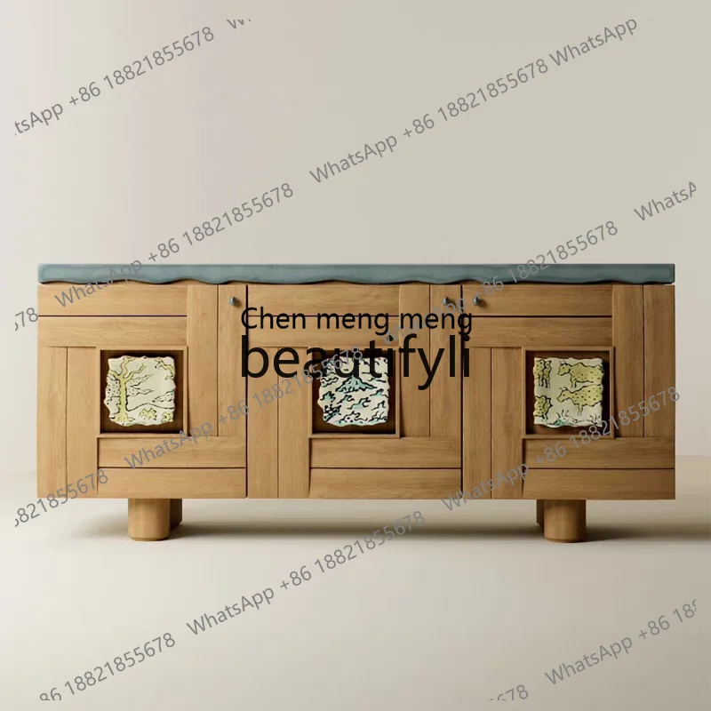 E5556Medieval module Solid wood entrance Storage dining side cabinet Bedside side cabinet Living room TV cabinet