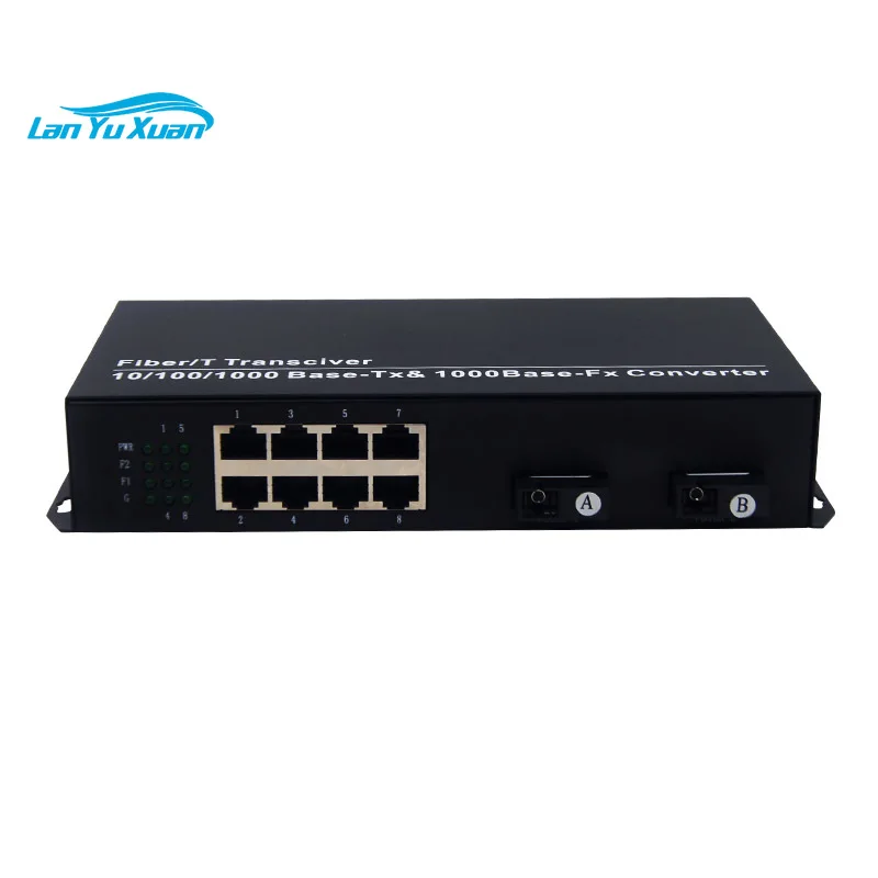 Gigabit 2 SC Fiber 8 RJ45 3KM Ethernet POE Switch Self-Healing Ring Support Daisy Chain Ring Network for IP Camera