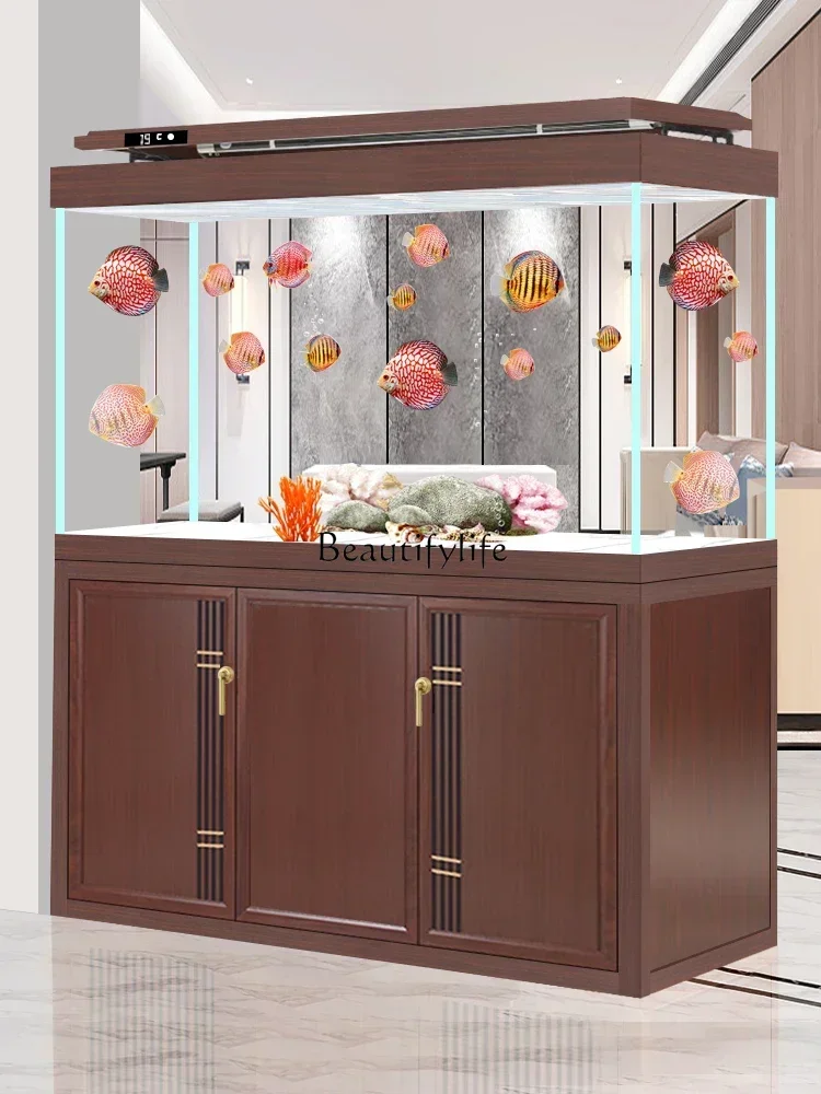 

FG26Bottom Filter Fish Tank Zhuo Living Room Large Household Ning No Pipe Subareas Screens Super White Dragon Fish Tank