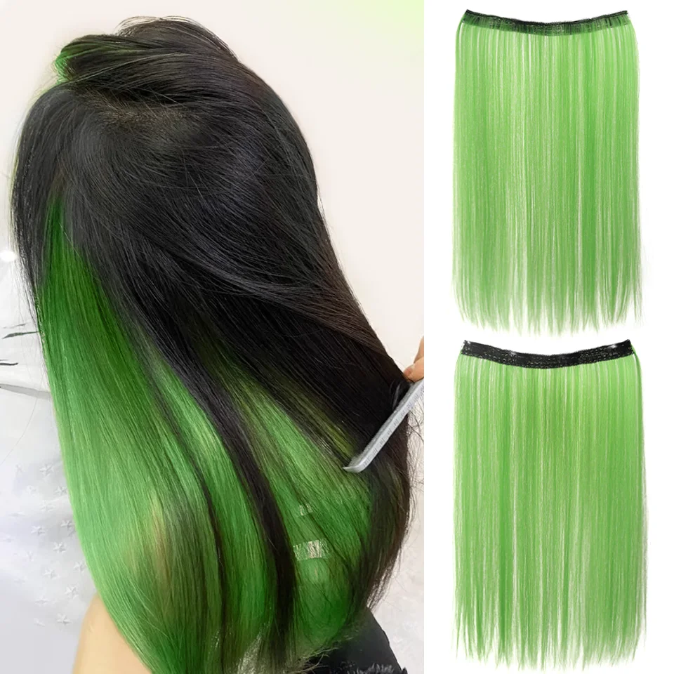 Extensiones de clip rectas sintéticas de 20 pulgadas para mujer, colores vibrantes, fibra sintética, fáciles de usar 2