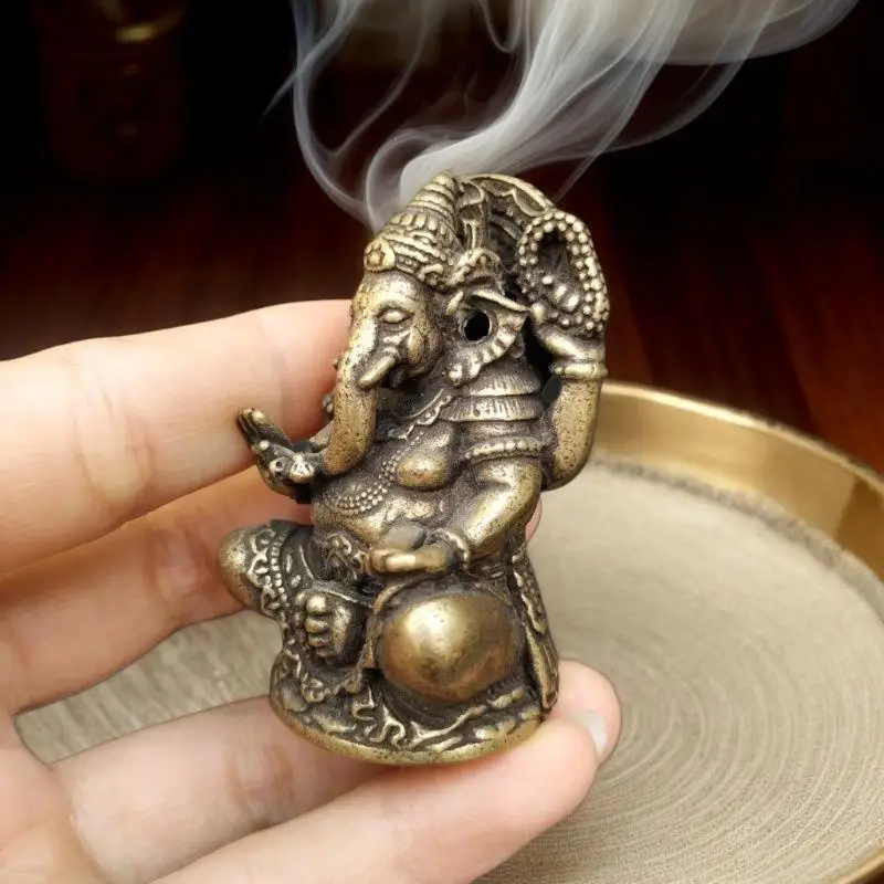 ⭐   Figura de dios elefante de Asia, India, Tailandia, escultura Mini de latón vintage, estatua de Ganesha, adorno decorativo para el hogar, oficina y escritorio, 1/3 pieza
