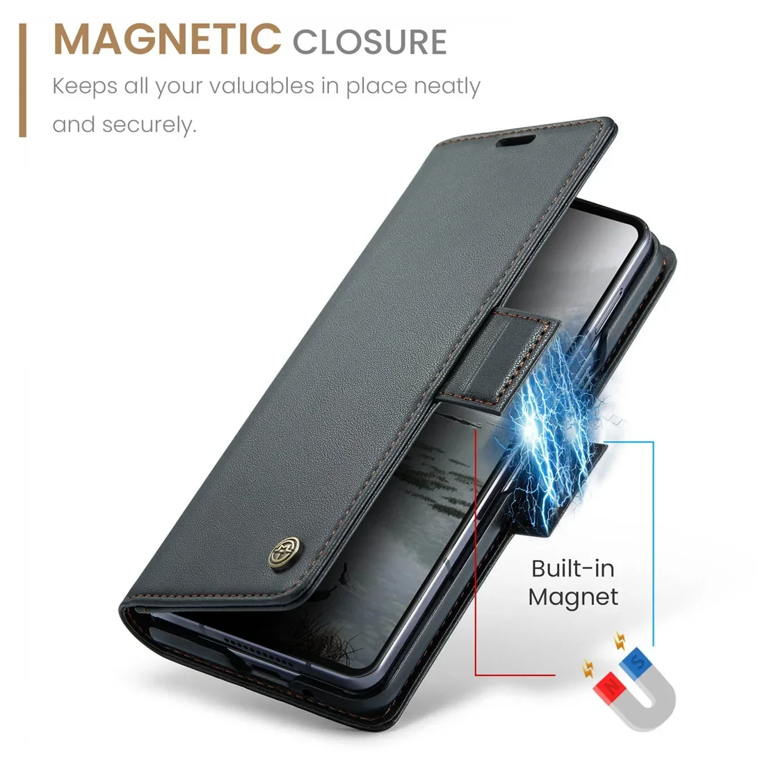 High-end negócios sle bla suporte de couro caso de telefone para samsung galaxy z fold 7 corpo inteiro à prova de choque carteira titular do cartão capa