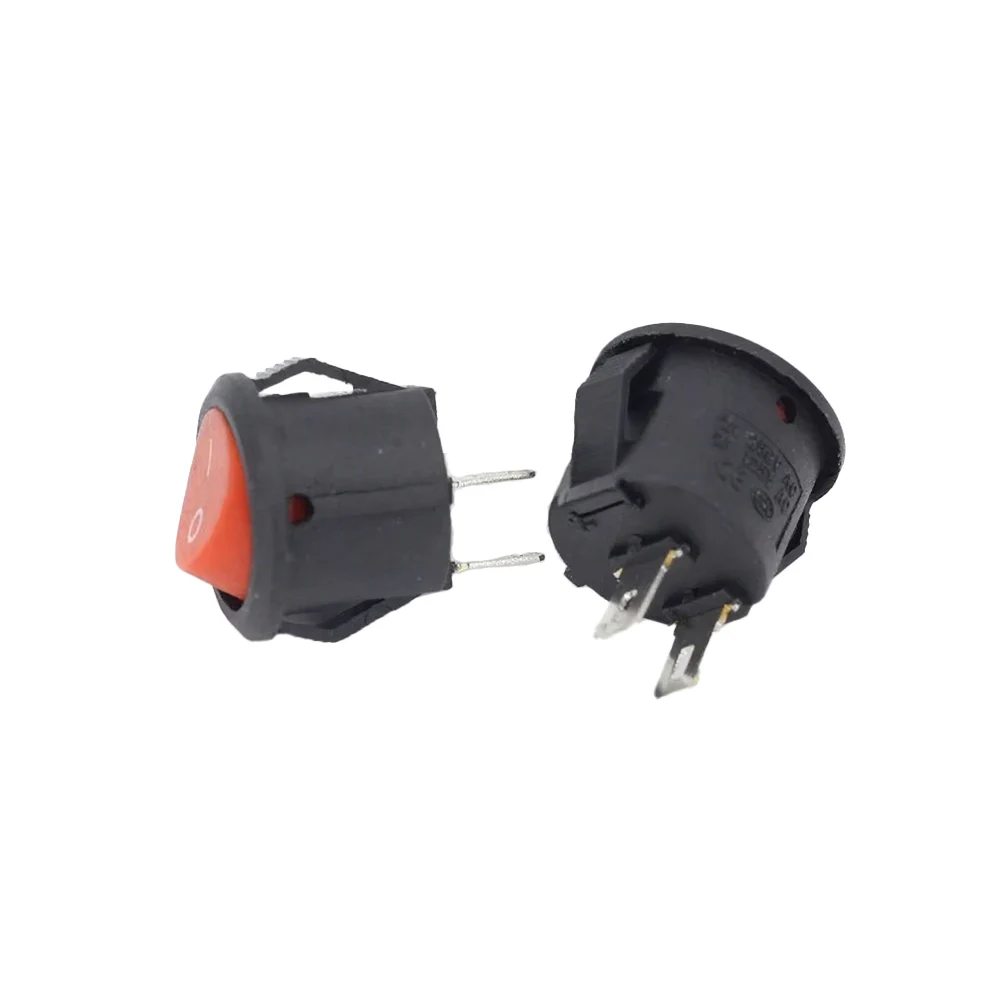 

10 шт. маленький круговой выключатель типа корабля, 2-контактный, 3 а/250 В, 6 А/125 В, цвет красный