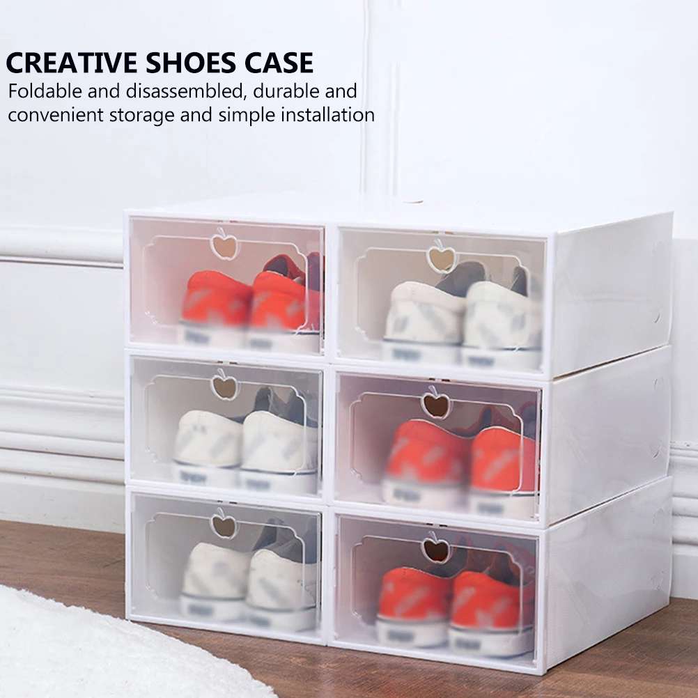 

6 Pcs Storage Shoe Box Can Organiser Organizer Case Shoes Boxes Clear Container Stackable