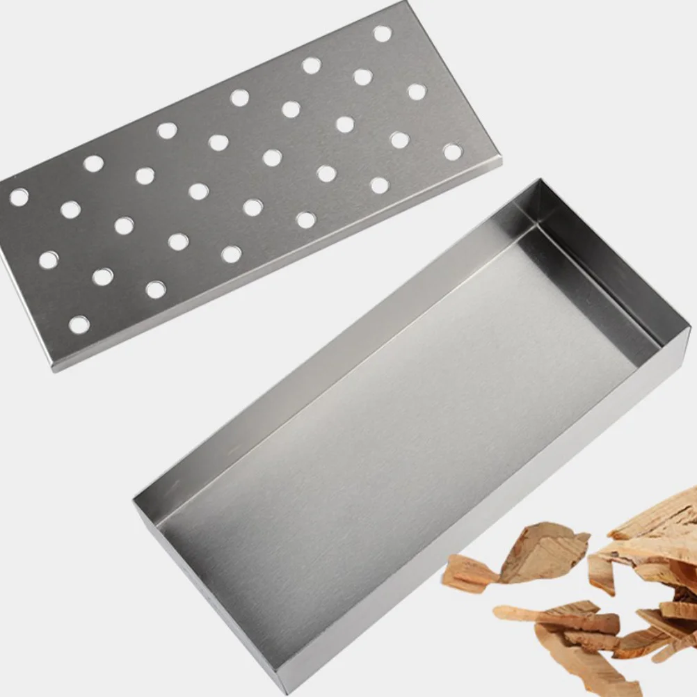 

1Pcs Stainless Steel Bbq Smoker Box Outdoor Portable Wood Chip Smoking Box Bbq Tool for Camping Kitchen Grilling