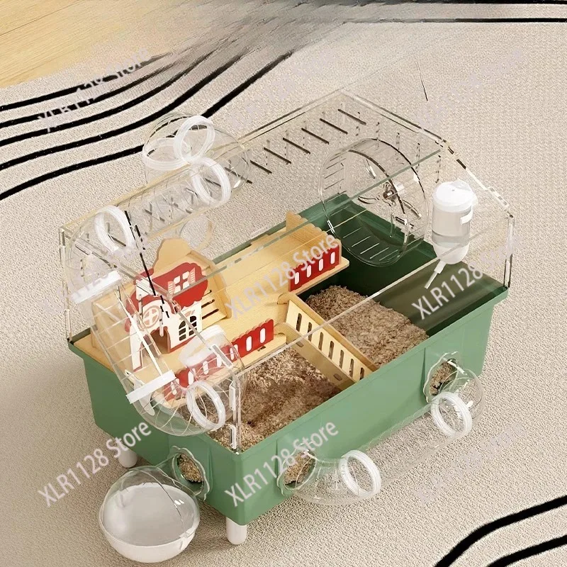 Transparent Acrylic Hamster House Large DIY Villa with Tunnel Spacious Cage for Small Pets