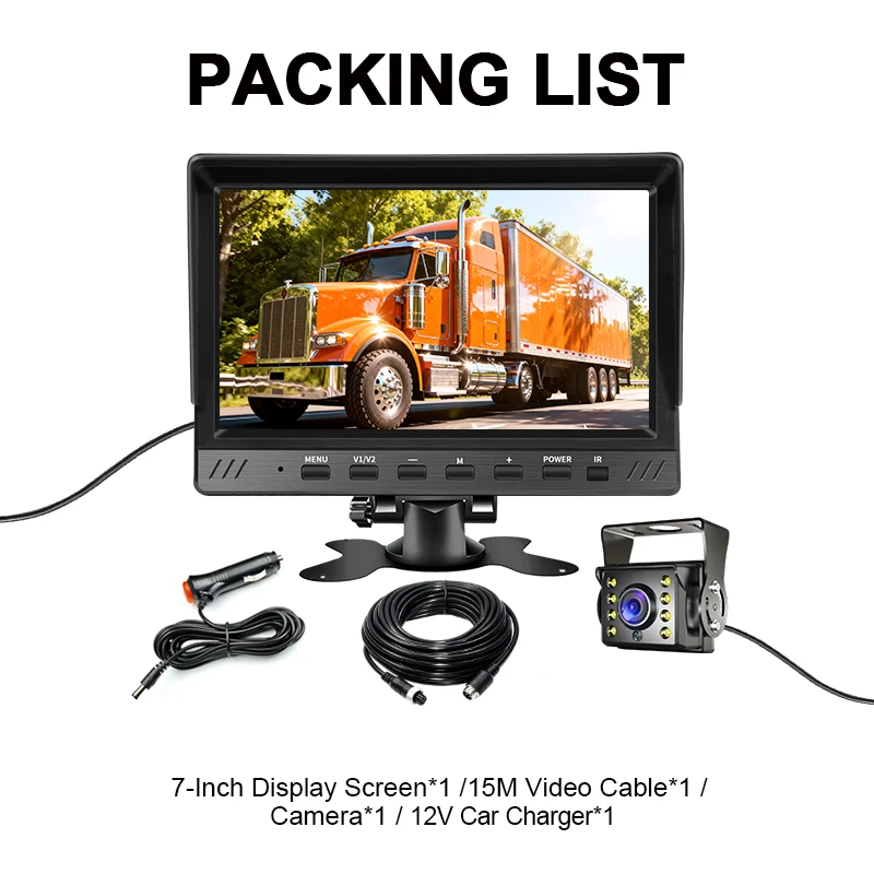 شاشة 7 بوصة AHD للرؤية الخلفية لوقوف السيارات 1080P LED للرؤية الليلية سيارة حافلة شاحنة عكس الكاميرا مع شاشة #6